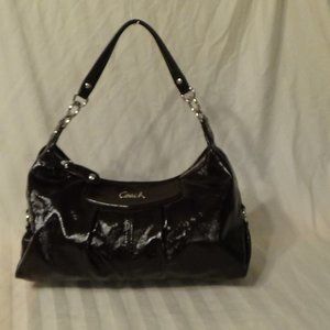 COACH ASHLEY MAHOGANY PATENT LEATHER HOBO PURSE HANDBAG  F20452